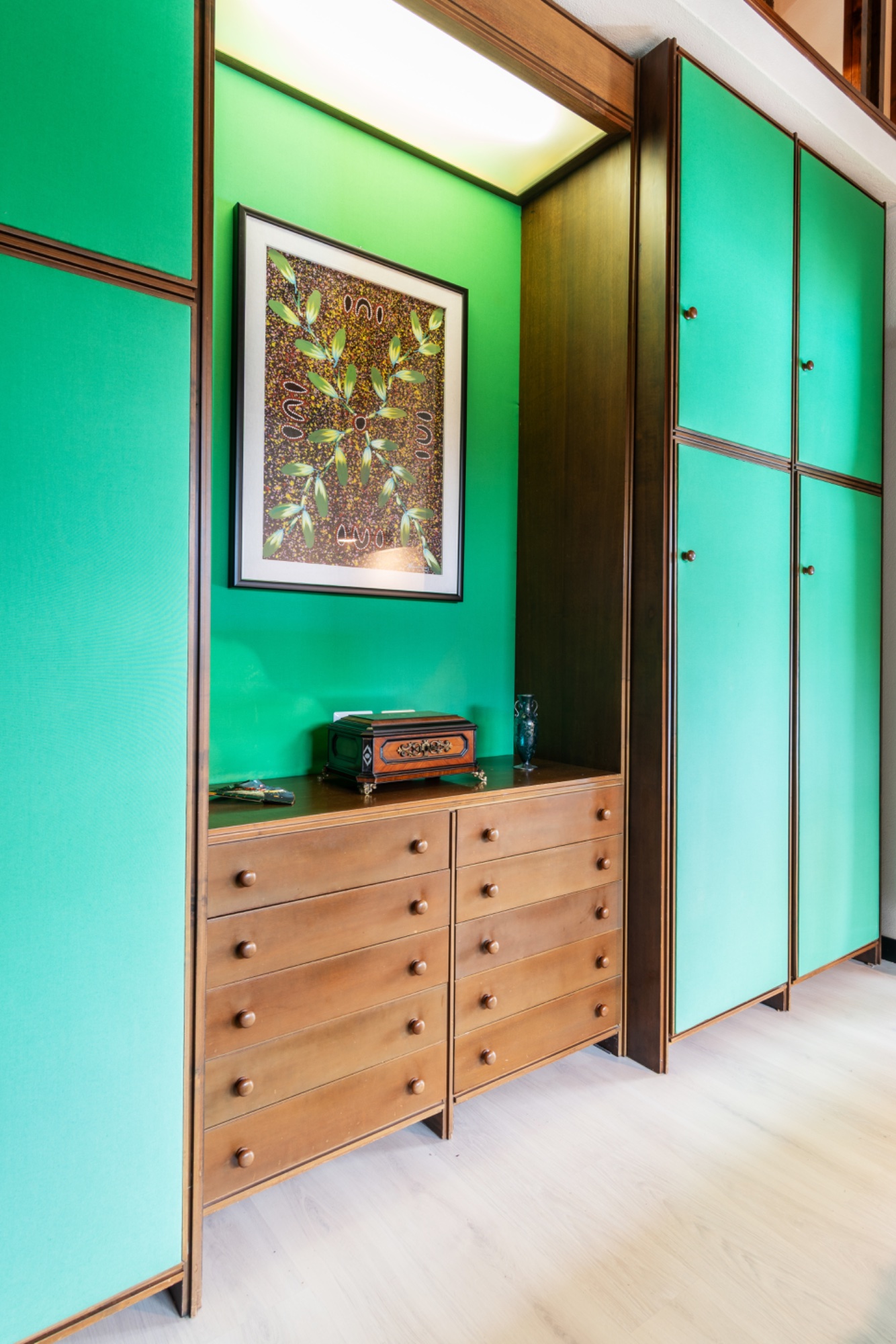 The green wardrobe — vintage chest, botanical art