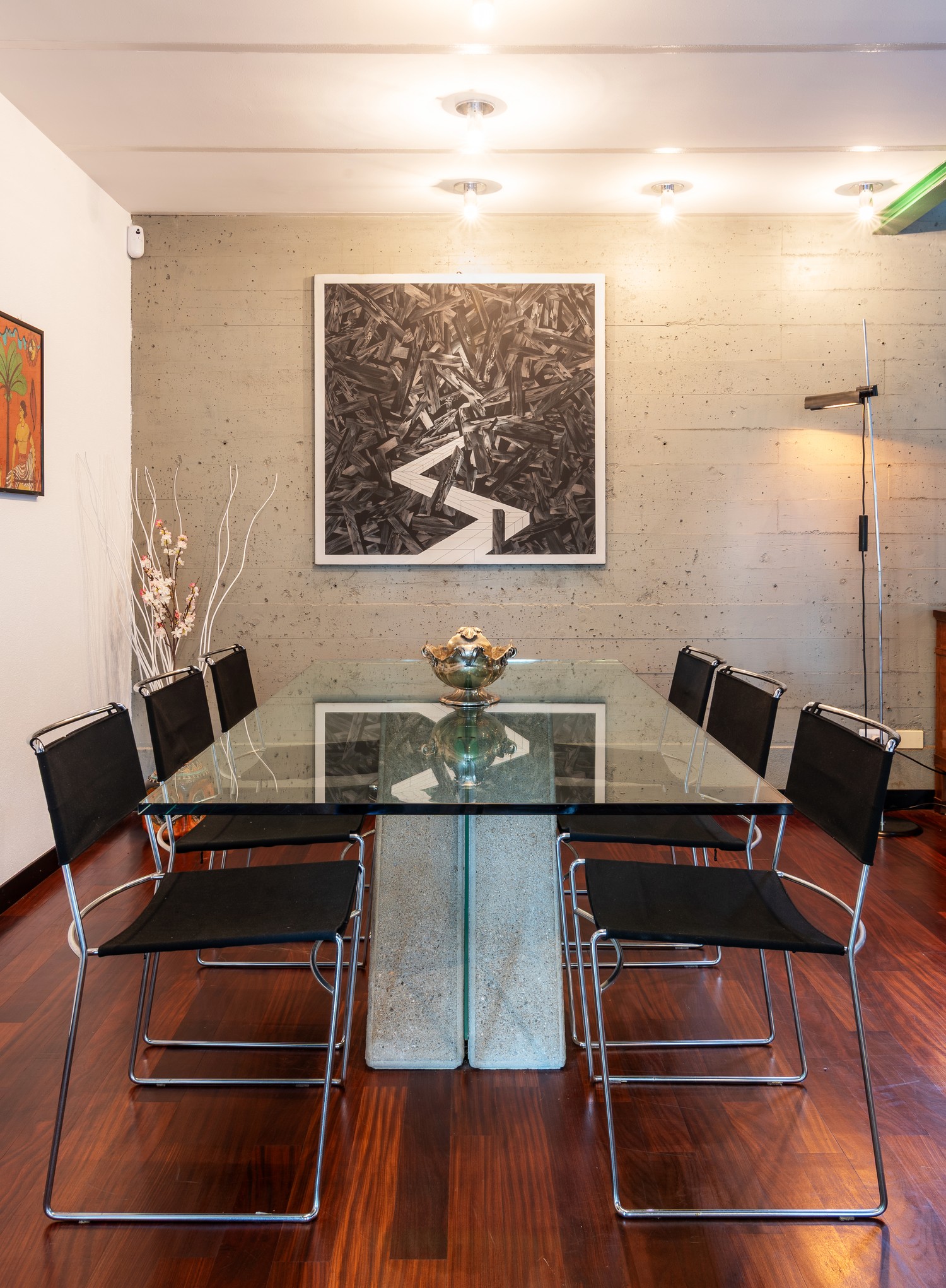 The formal dining — looking down the length of the table
