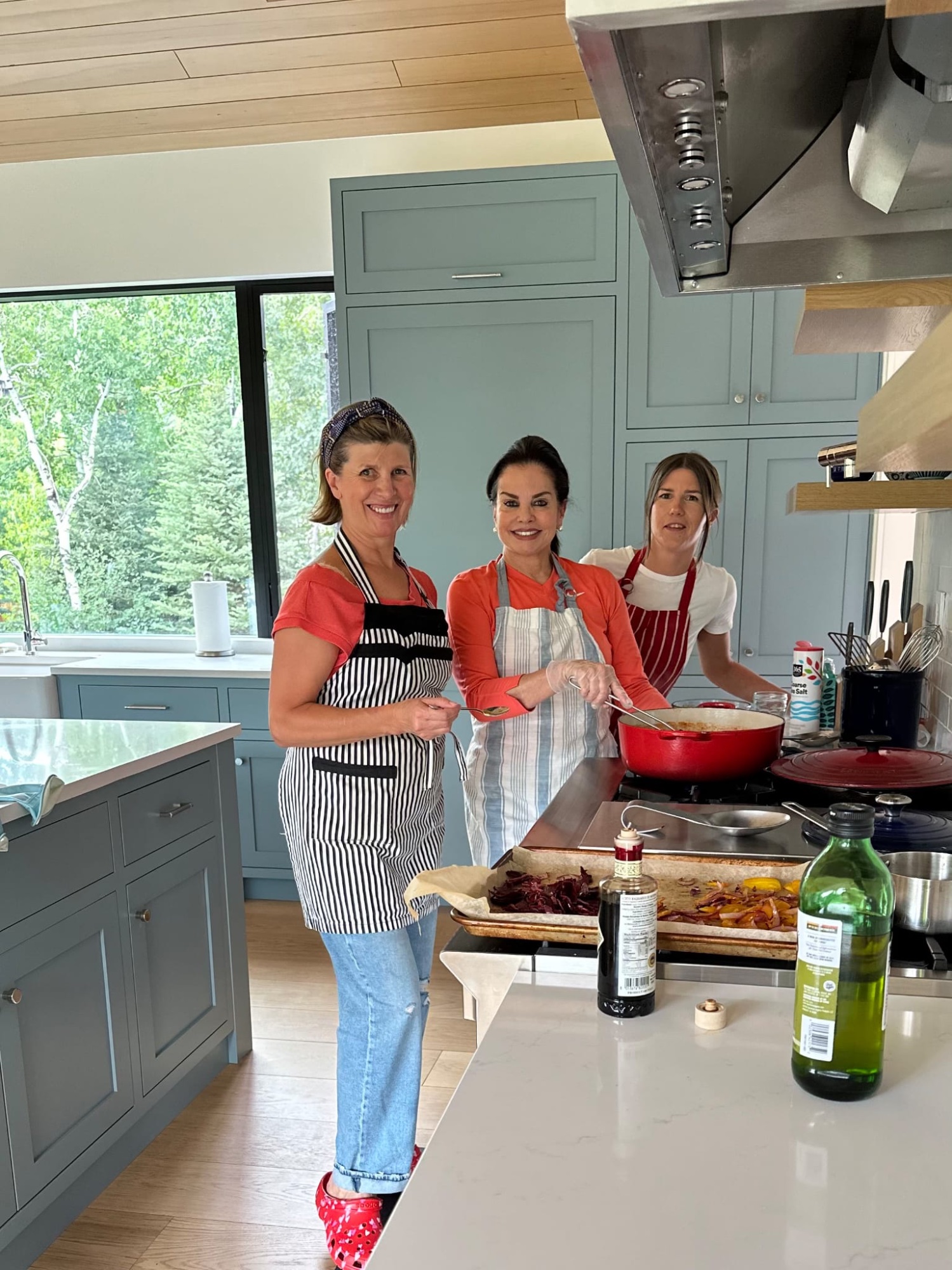 Chef Olha cooking with family in Aspen